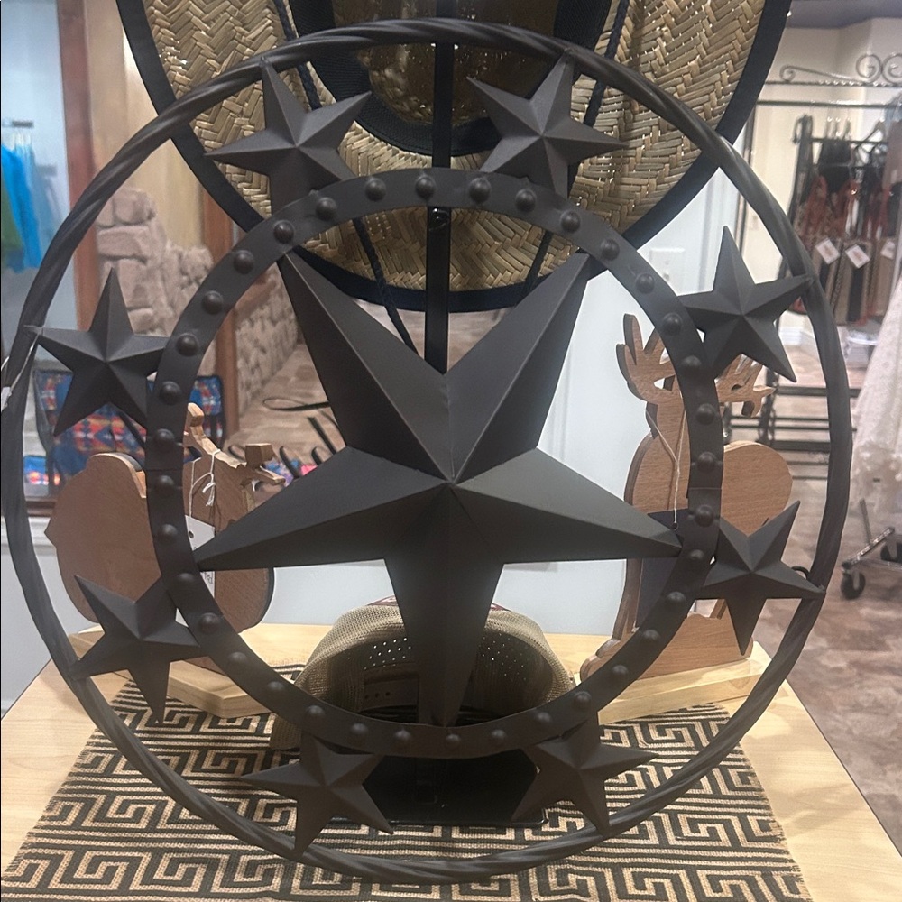 Decorative Metal Star Wall Art in Dark Brown Metal